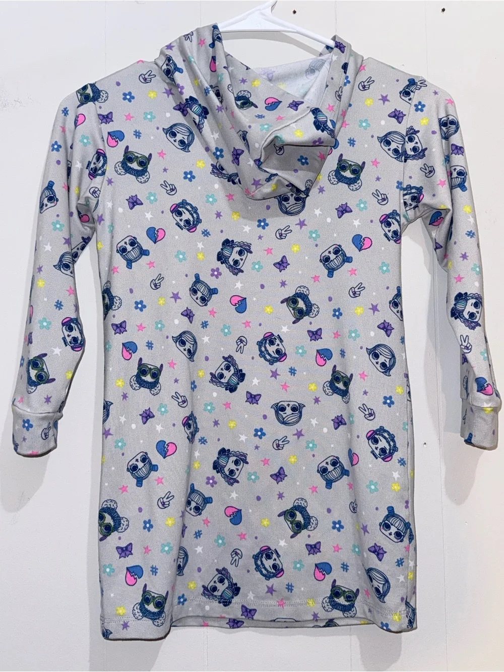 L.O.L. Surprise! Girls Hooded Nightgown Lounge Dress Gray Size 5 EUC - Picture 2 of 3